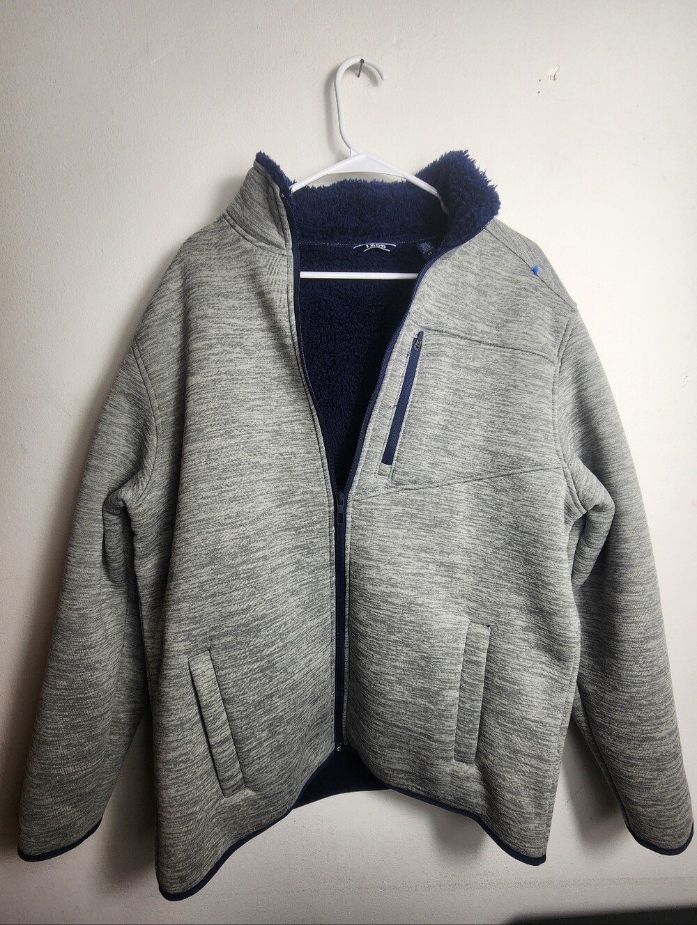 Izod Gray Jacket with Navy Sherpa Lining